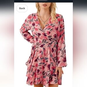 Floral Pink Ruffle Dress MEDIUM